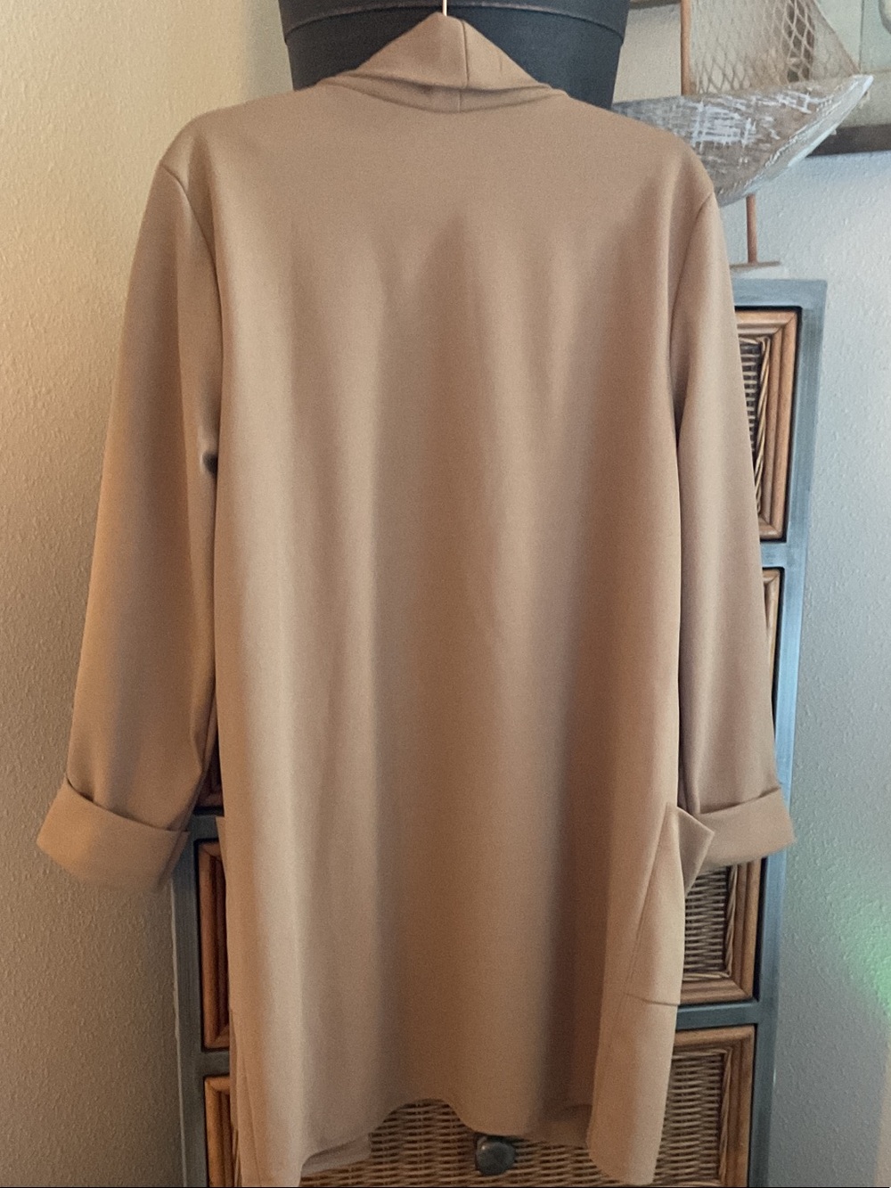 Open-Front Longline Jacket in Camel - Picture 2 of 4